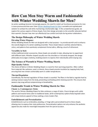 Winter Wedding Shawls for Men