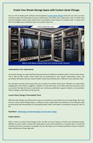 Create Your Dream Storage Space with Custom closet Chicago