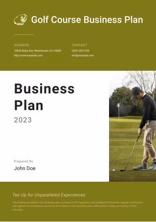 golf course business plan