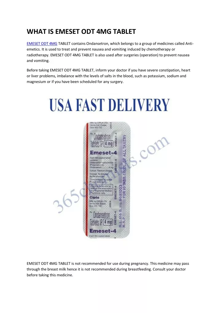 what is emeset odt 4mg tablet