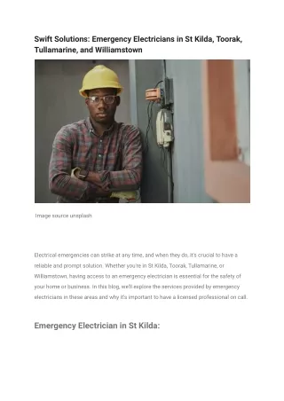 Swift Solutions_ Emergency Electricians in St Kilda, Toorak, Tullamarine, and Williamstown