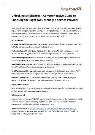 Unlocking Efficiency: Comprehensive Guide for Choosing Right AWS Managed Service