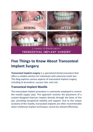 All That You Must Know About Transosteal Implant Surgery