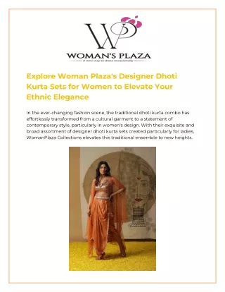 Explore WomanPlaza's Designer Dhoti Kurta Sets for Women to Elevate Your Ethnic