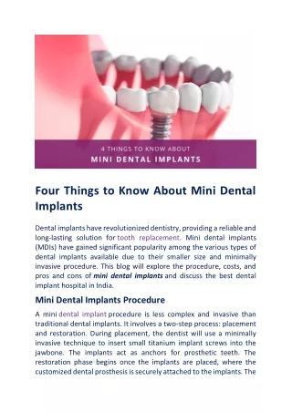 All That You Wanted To Know About Mini Dental Implants