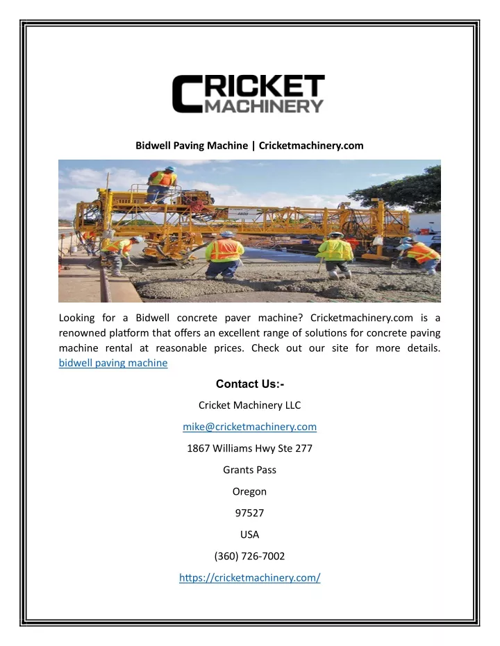 bidwell paving machine cricketmachinery com