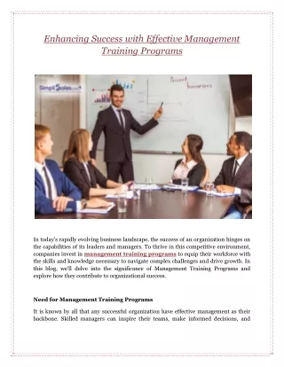 Enhancing Success with Effective Management Training Programs