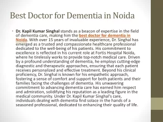 Best Doctor for Dementia in Noida
