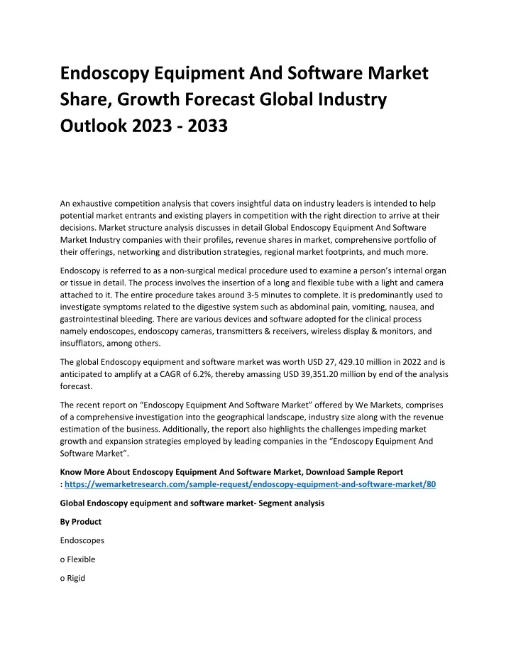 endoscopy equipment and software market share