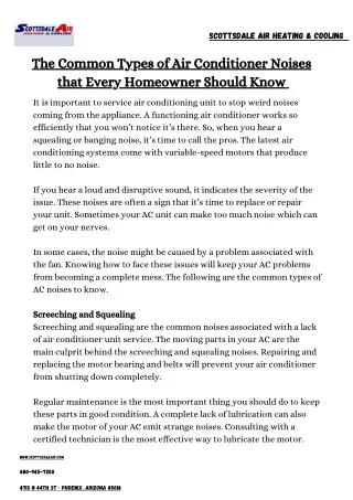 The Common Types of Air Conditioner Noises that Every Homeowner Should Know
