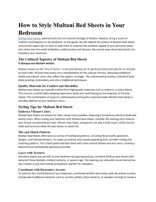 How to Style Multani Bed Sheets in Your Bedroom