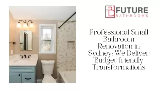 Professional Small Bathroom Renovation in Sydney We Deliver Budget-friendly Transformations