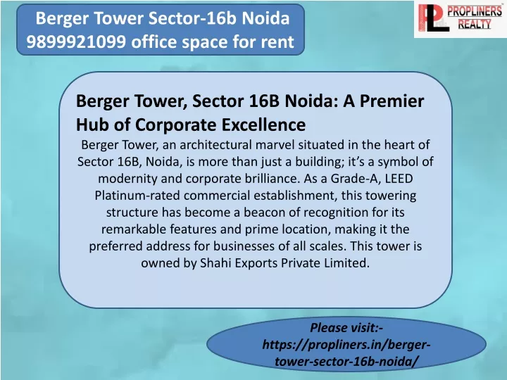 berger tower sector 16b noida 9899921099 office