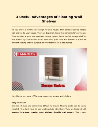 3 Useful Advantages of Floating Wall Shelves