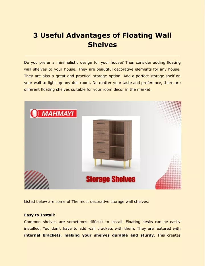 3 useful advantages of floating wall shelves