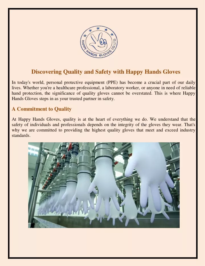 discovering quality and safety with happy hands