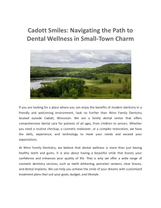 Cadott Smiles Navigating the Path to Dental Wellness in Small-Town Charm