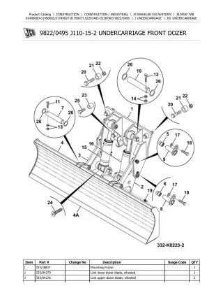 JCB JS145W TAB Wheeled Excavator Parts Catalogue Manual (Serial Number 01789027-01789277)