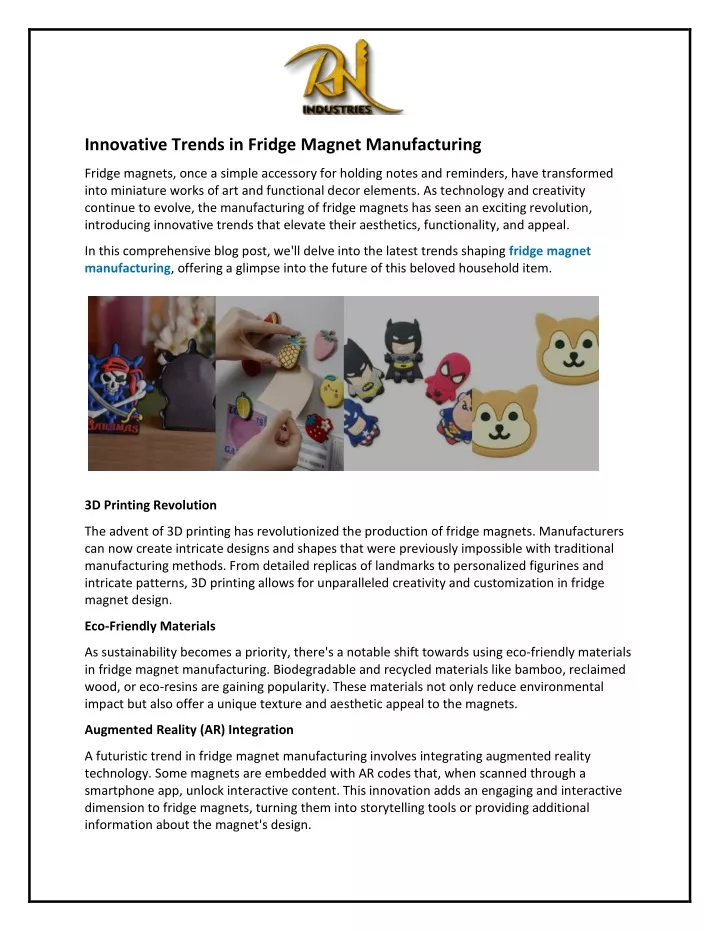 innovative trends in fridge magnet manufacturing