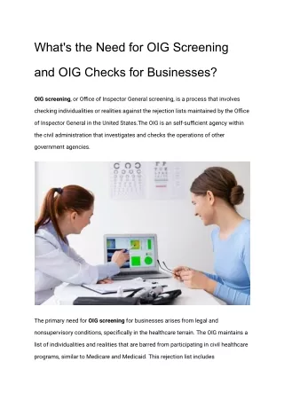 What's the Need for OIG Screening and OIG Checks for Businesses?