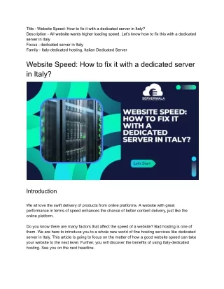 title website speed how to fix it with