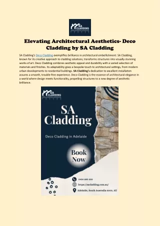 Elevating Architectural Aesthetics- Deco Cladding by SA Cladding