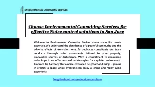 Choose Environmental Consulting Services for effective Noise control solutions i