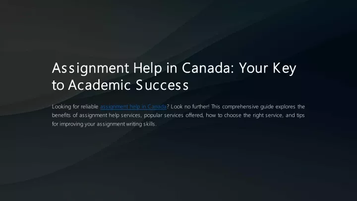 assignment help in canada your key assignment