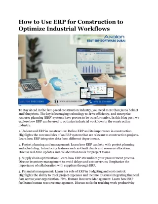 how to use erp for construction to optimize