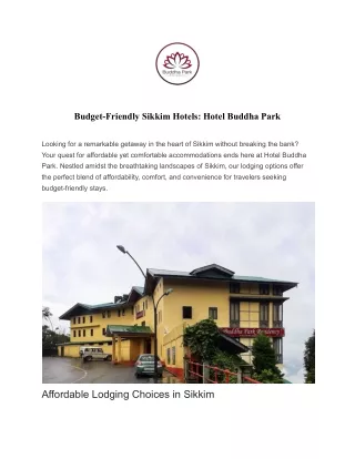 Budget-Friendly Sikkim Hotels_ Hotel Buddha Park