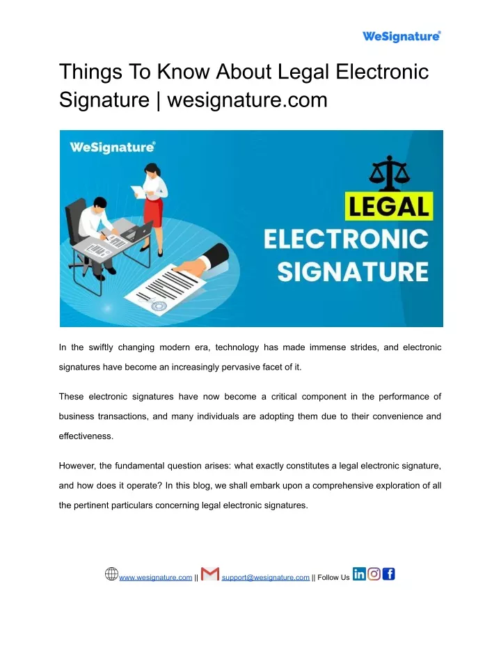 things to know about legal electronic signature