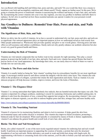 Say Goodbye to Dullness: Transform Your Hair, Skin, and Nails with Nutritional v