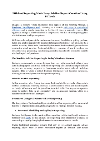 efficient reporting made easy ad hoc report