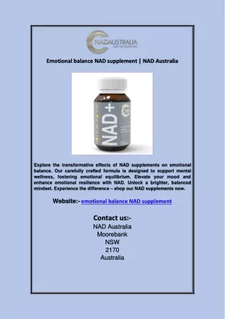 Emotional balance NAD supplement | NAD Australia