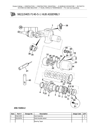 JCB JS175WT T4i Wheeled Excavator Parts Catalogue Manual (Serial Number 02143460-02143860)