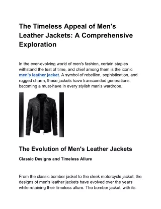 The Timeless Appeal of Men's Leather Jackets_ A Comprehensive Exploration