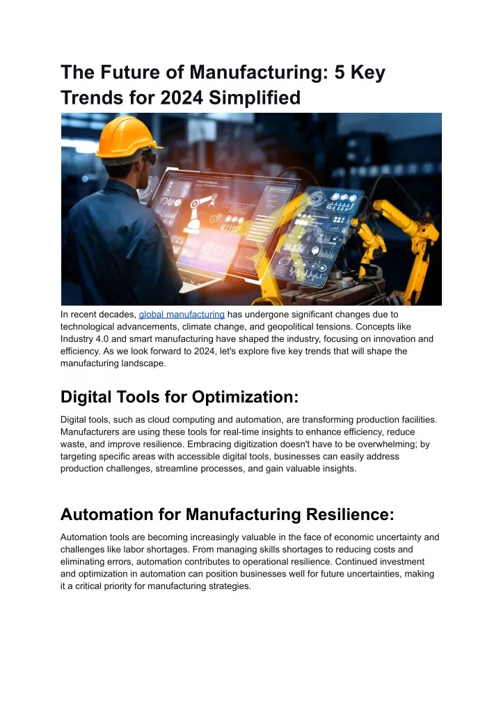 the future of manufacturing 5 key trends for 2024
