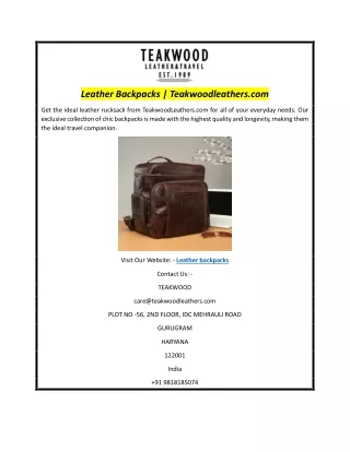Leather Backpacks | Teakwoodleathers.com