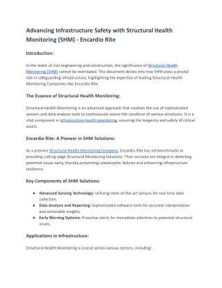 Advancing Infrastructure Safety with Structural Health Monitoring (SHM)