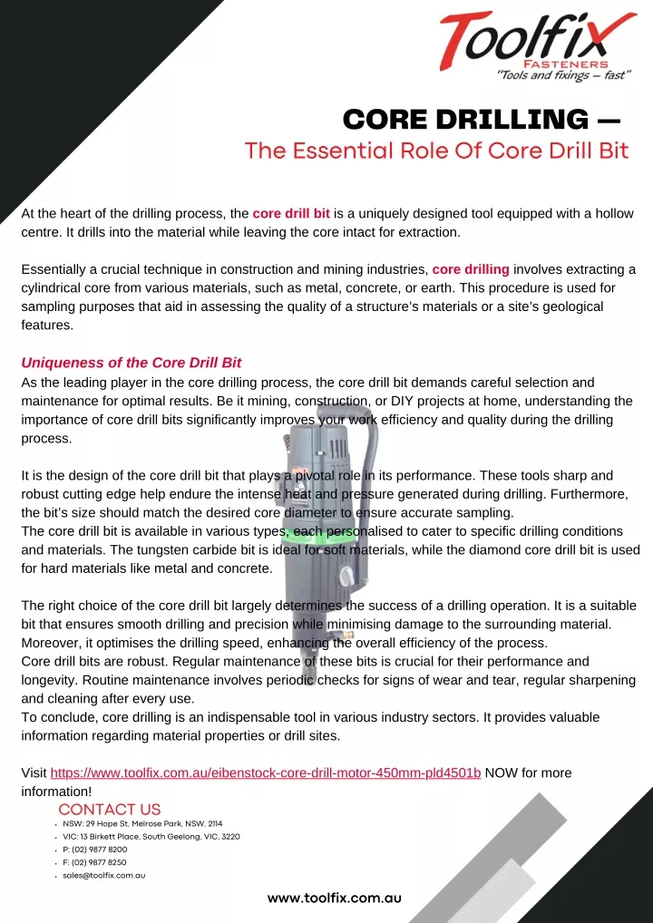 core drilling the essential role of core drill bit