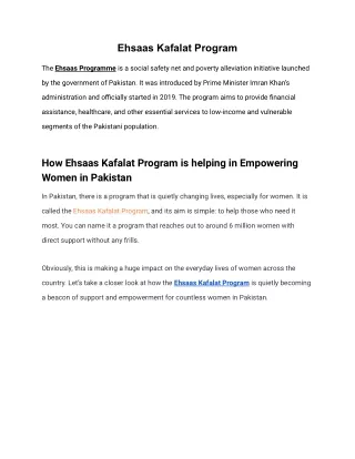 Ehsaas Kafalat Program | Complete Guideline