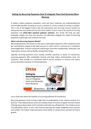 setting up recurring payments how to integrate