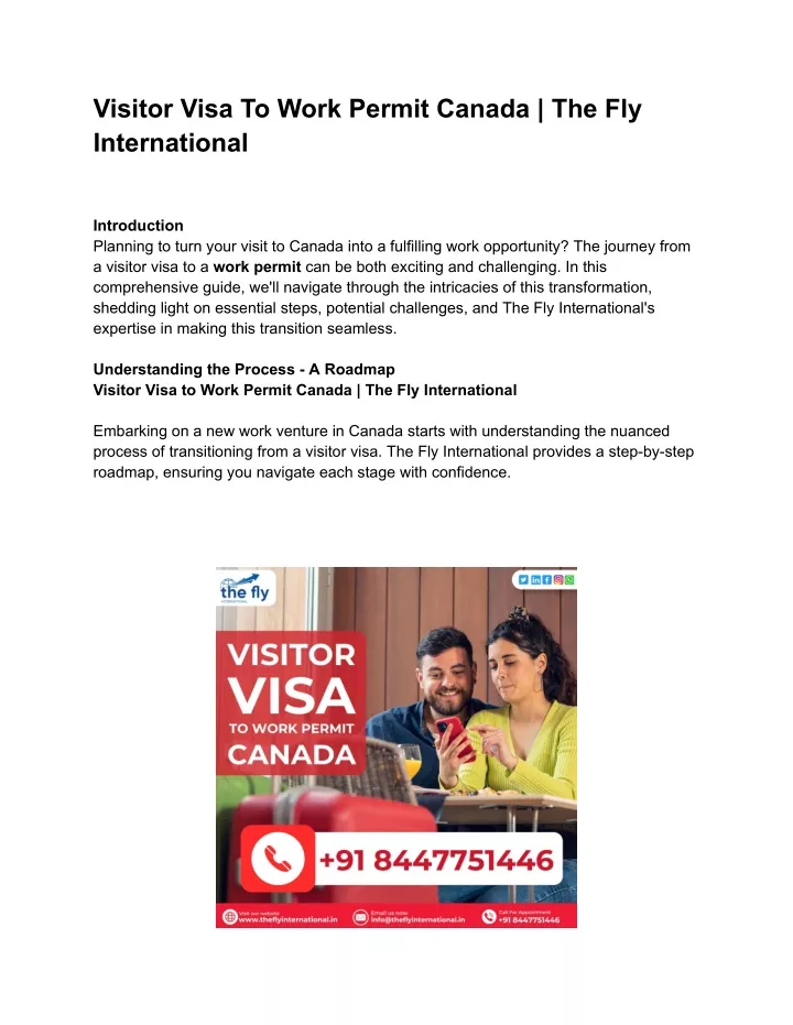 visitor visa to work permit canada