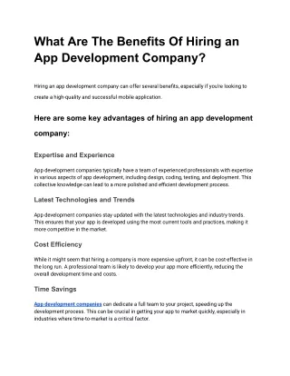 What Are The Benefits Of Hiring an App Development Company?