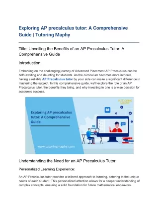 Exploring AP precalculus tutor_ A Comprehensive Guide _ Tutoring Maphy