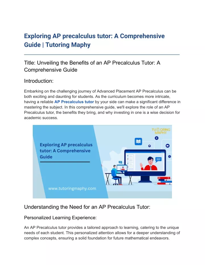 exploring ap precalculus tutor a comprehensive