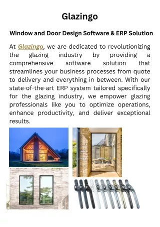 Glazingo Window and Door Design Software and ERP Solution