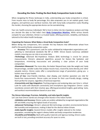 Decoding the Data Finding the Best Body Composition Scale in India