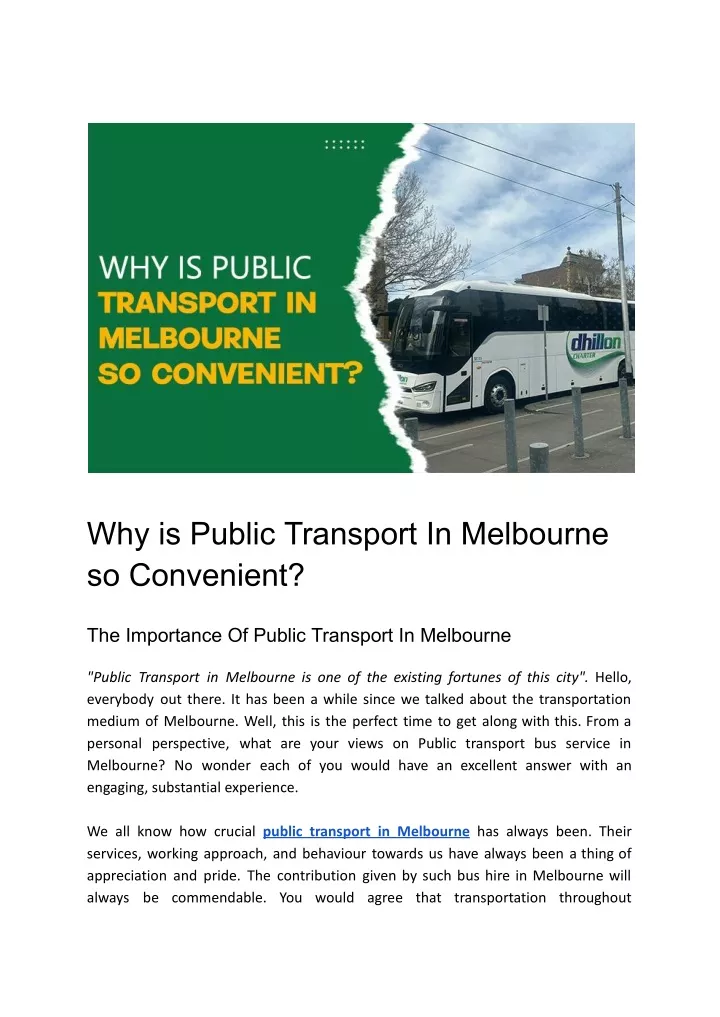 why is public transport in melbourne so convenient