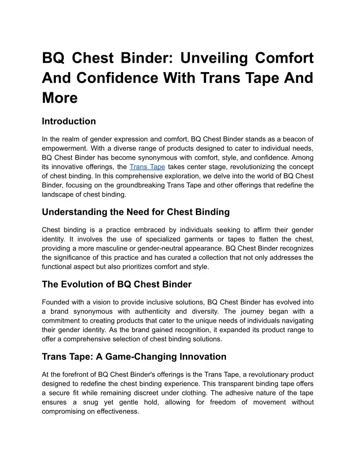 bq chest binder unveiling comfort and confidence